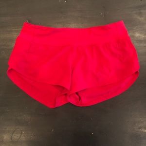 Red Lululemon shorts